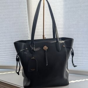 Kate Spade Black Leather Marti Large Shoulder Tote Bag Minimal EUC